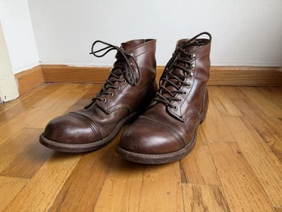 Red Wing Heritage Iron Ranger 男式靴子琥珀色安全带全粒 8111 9.5 D 码 — 第 1/4 张图片