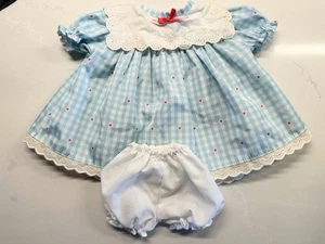 Vintage 1992 Pleasant Co. American Girl Blue & White Dress with Bloomers - Picture 1 of 6