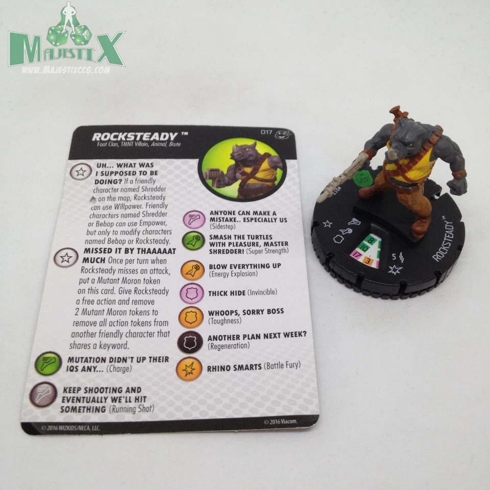 Heroclix Teenage Mutant Ninja Turtles Series 2 Rocksteady #017 Uncommon w/card! - Image 1 of 1