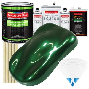 British Racing Green Metallic LOW VOC Urethane Paint Gallon Kit & Euro Clear - Picture 1 of 2