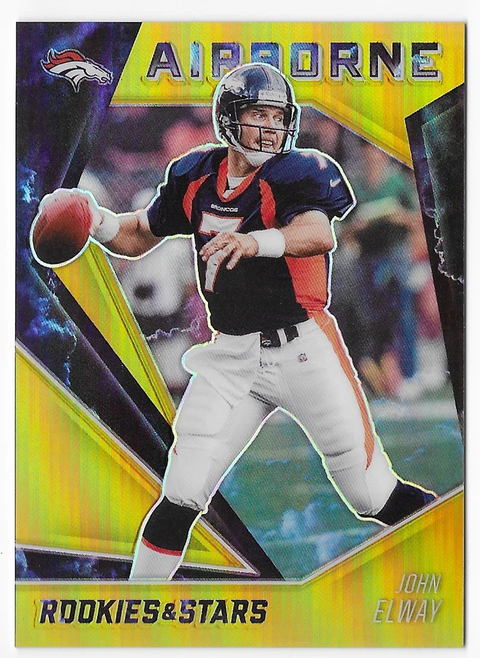 JOHN ELWAY 2020 PANINI ROOKIES & STARS AIRBORNE GOLD PRIZM CARD #7/10! JERSEY #7 - Image 1 of 1