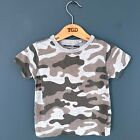 Baby Boys Next Grey Khaki Camo Print Short Sleeved T-Shirt Top Age 12-18 months