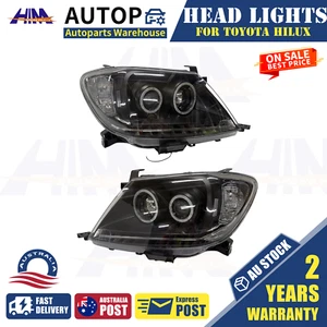 Angel Eyes Headlights LED Fits Toyota Hilux N70 2005-04/2011 Black DRL Projector - Picture 1 of 2