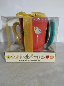 Juego de tazas de cerámica de 17 onzas CR Gibson Sipper con tapa, diseño Teaberry, profesor - Imagen 1 de 5