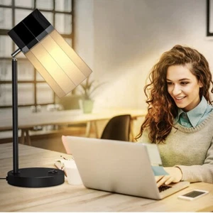 Schwarze verstellbare Tisch Schreibtischlampe flexibel mit großem Lampenschirm mit E26 Leuchtmittel - Bild 1 von 11