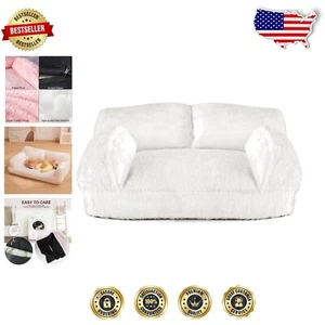 Stylish Velvet Dog Bed - Anti-Slip Washable Couch for Cats and Small Pups - Picture 1 of 8