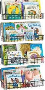 Wall Mounted Metal Kids Bookshelf, Floating Book Shelves for Kids Nursery Toddle - Picture 1 of 12