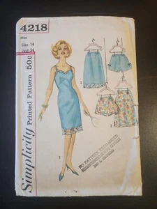 Vtg 60s Simplicity Sewing Pattern 4218 Slip/Half-slip/Panties Size 14 Bust 34 - Picture 1 of 14