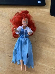 9” Vintage 90s Ariel Disney Doll w/ Blue Smock Dress Great Condition  - Picture 1 of 12