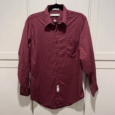 Camisa de vestir Geoffrey Beene sin arrugas para hombre 15,5 x 32/33 granate manga larga Foto 1 de 4