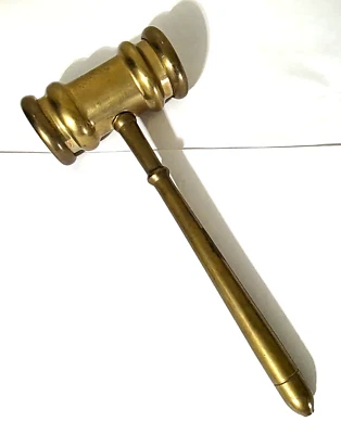 Vtg Brass Gavel Hammer Mallet for Judge Auction Court Room 9" Long x 3.5" Head - Image 1 of 4