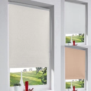 Rollo Leinen Struktur Klemmfix Verdunkelung Thermo Sonnenschutz ohne Bohren - Bild 1 von 15