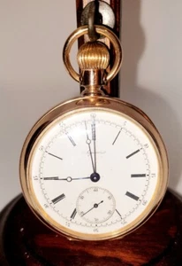 RARE AGASSIZ Pristine Chronograph 14K Gold Pocket Watch View Movement 143 gr Exc - Picture 1 of 20