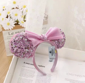 Disney Parks Ears BaubleBar Millennial Pink Minnie Ears Pearl Headband New - Picture 1 of 7