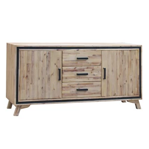 Buffet Acacia Veneer Frame Silver Brush Colour 3 Drawers Strong Legs Seashore - Picture 1 of 6