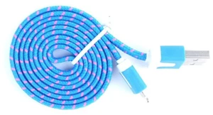 USB Cable Charger Cord Flat Braided For Phone 14, 13, 12, 11, X ,8, 7, 6, 5 Lot - Picture 1 of 31