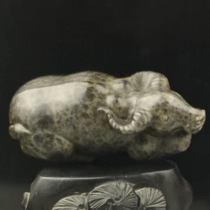 China Natural hetian Jade Hand Carved Statue zodiac cattle bull pendant c - Picture 1 of 6