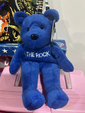 WWE WWF Attitude Bears The Rock Plush Beanie Bear Vintage Figure Cover