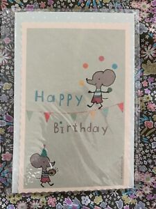 Maileg Rare HTF Circus Joggler Mouse Birthday Card 2016 Unused in cellophane