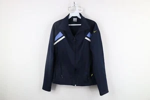 Vintage Nike Womens XL Travis Scott Mini Swoosh Striped Full Zip Jacket Blue - Picture 1 of 17