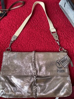 Rare Victoria's Secret PINK Vintage Shoulder Bag Genuine Leather HTF Collectible - Image 1 of 4
