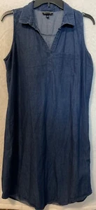 Allison Brittney Blue Chambray Sleeveless Dress Women's Size Large - Picture 1 of 6