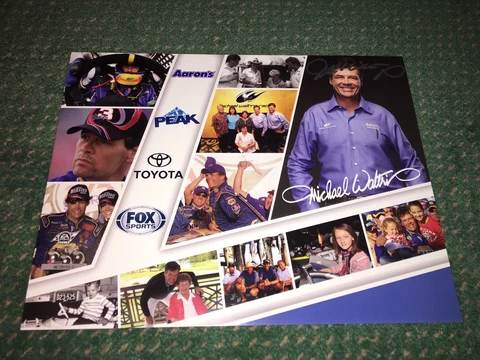 Autographed 2017 Michael Waltrip Aaron's Peak Fox Toyota Collage NASCAR Postcard Cover