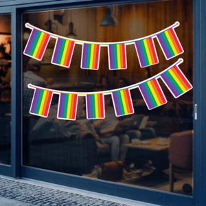 Pride LGBTQ Bunting Flag Window Stickers / Cling Window Stickers Rainbow - Picture 1 of 7