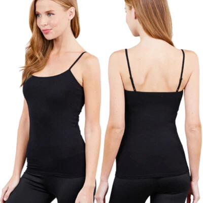 Women's Cami Camisole Adjustable Spaghetti Strap Layer Tank Top Casual Yoga Top - Image 1 of 2