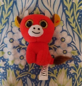 2017 McDonalds Ty Teenie Beanie Boos Snort Red Bull Figure Soft Plush Toy Happy - Picture 1 of 1