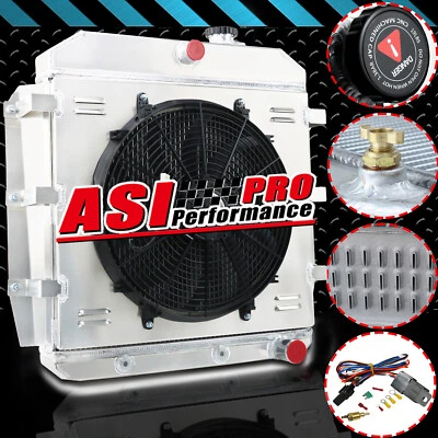 ASI 3 ROW Radiator+Shroud Fan For 1955-1959 Chevy Truck Pickup Suburban/Apache Foto 1 de 4