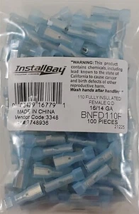 Install Bay BNFD110F nailon hembra totalmente aislado calibre 16/14 .110 - paquete de 100 - Imagen 1 de 3
