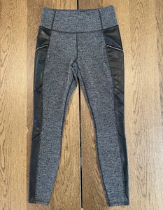 Athleta Luxe Drifter Kunstleder Leggings Damen S schwarz Fischgrät Taschen - Bild 1 von 13