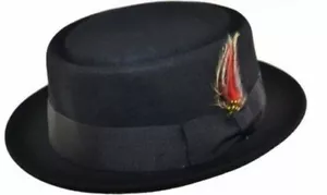 Superb Quality Hand Made 100% Wool Porkpie Pork Pie Hat 4 Sizes - Picture 1 of 16