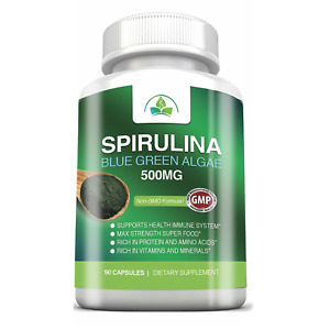 100% Spirulina 500mg Capsules Super Food Non-GMO Healthy Immune Free Shipping