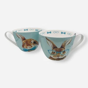 Portobello by Design Hoppy Osterhase Hase Kaffeebecher Bone China Gläser x2 - Bild 1 von 6