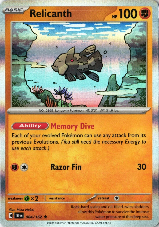 Relicanth Holo Rare Pokemon Card SV05: Temporal Forces TEF EN 084/162 NM - Image 1 of 1