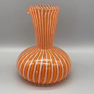 Jarra naranja-blanca A Canne: Gio Ponti para Venini, Venice CA.1946 jarra de Murano - Imagen 1 de 12