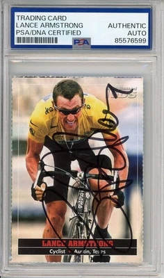 Tarjeta autografiada firmada por Lance Armstrong 2004 SI for Kids certificado de autenticidad PSA ADN auténtica Foto 1 de 2