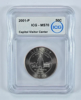 2001-P Capitol Visitor Center Commemorative Half Dollar MS70 ICG *3860 - Image 1 of 4