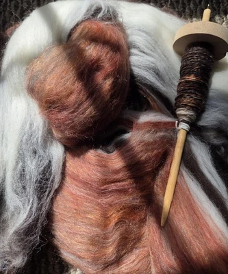 Desert Jasper Woolbatt 3 oz Corriedale Merino Jacob Gold Icicle Top Spinning... - Image 1 of 4