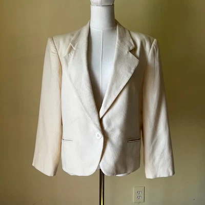 Vintage Christian Dior Separates Wool Blazer Ivory White Women's M/L —Flawed - Image 1 of 4