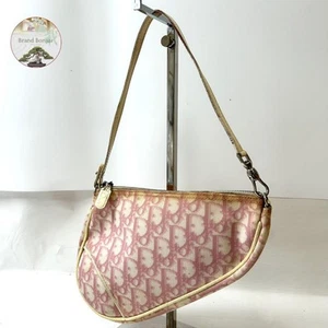 Borsa a tracolla Christian Dior Trotter in pelle verniciata rosa bianca PVC - Foto 1 di 8