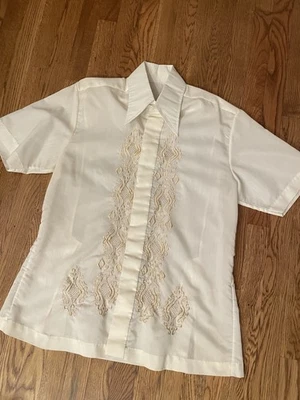 Philippines Barong Tagalog Mens large Short Sleeve Formal  - Image 1 of 4