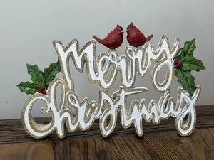 12" "Frohe Weihnachten" - rote Kardinäle & Stechpalmenblätter - festliche Tischdeko - Bild 1 von 3