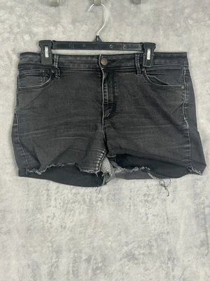 Ann Taylor Loft Jean Shorts Womens 12 Black Cutoff Curvy Super Skinny Distressed - Image 1 of 4