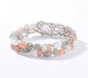 Affinity Gems Multi-Color Moonstone Bracelet, Sterling Silver, 7-1/4" - Picture 1 of 3