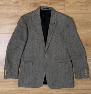 Polo Ralph Lauren Mens Grey Herringbone Wool-Linen-Silk Blazer Made in Italy 40R - Picture 1 of 5