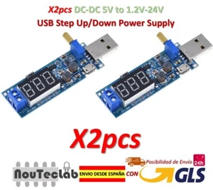 2pcs DC-DC 5V to 1.2V-24V USB Step UP Down Buck Boost Power Supply Converter - Imagen 1 de 8