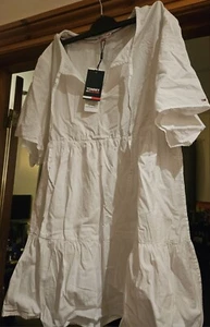 TOMMY HILFIGER KAFTAN WHITE COTTON SUMMER DRESS SIZE XL - Picture 1 of 23